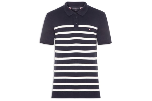 Polo Masculina Essentials Listras - Azul
