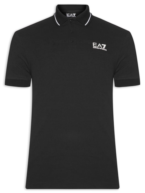 Polo Masculina Estampada – Preto