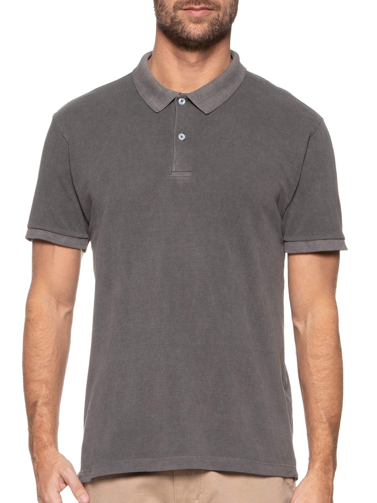 Polo Masculina Estonada - '2Essential - Cinza