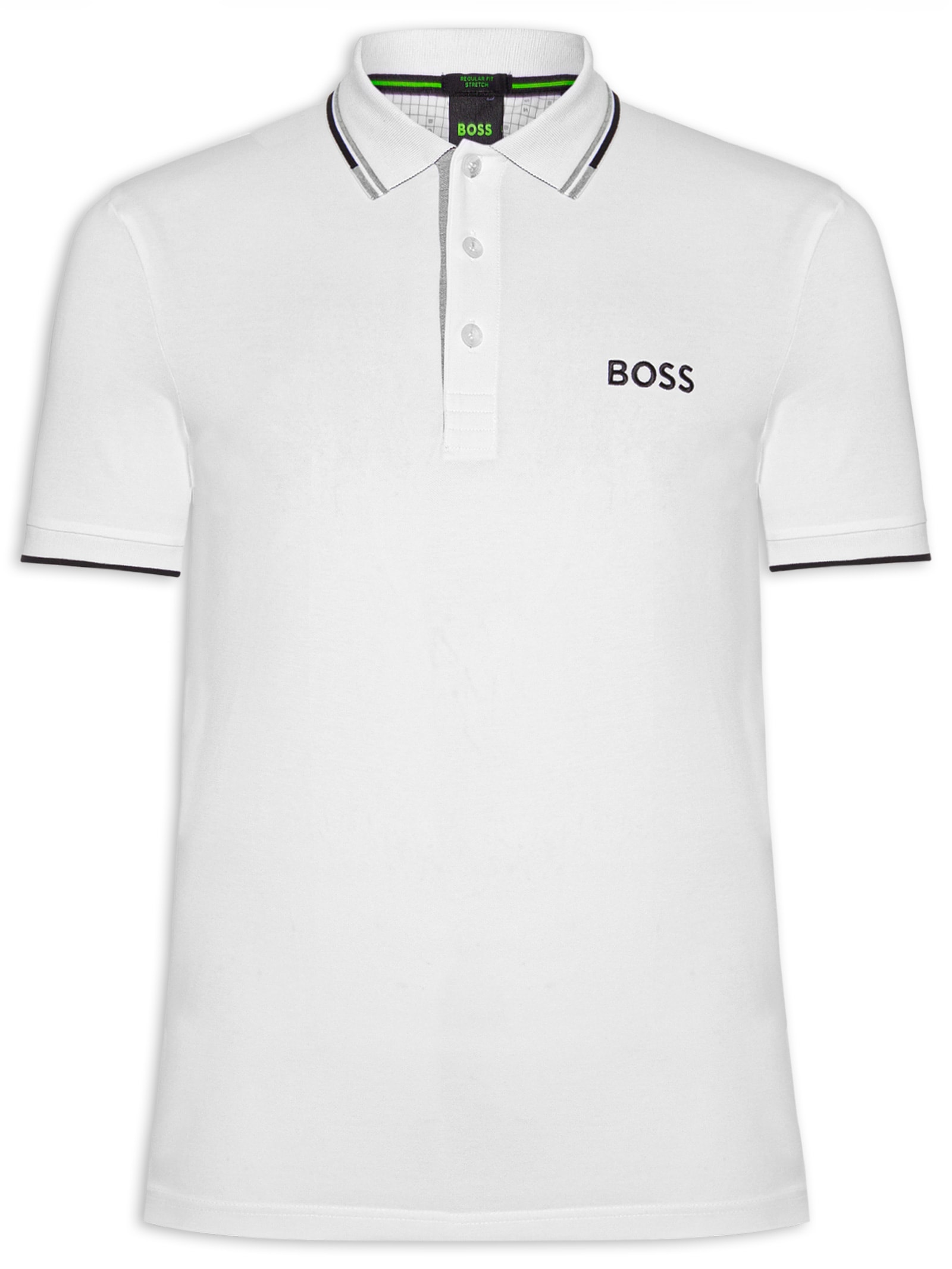 Polo Masculina Fit  Stretch Piquet Paddy Branco Boss