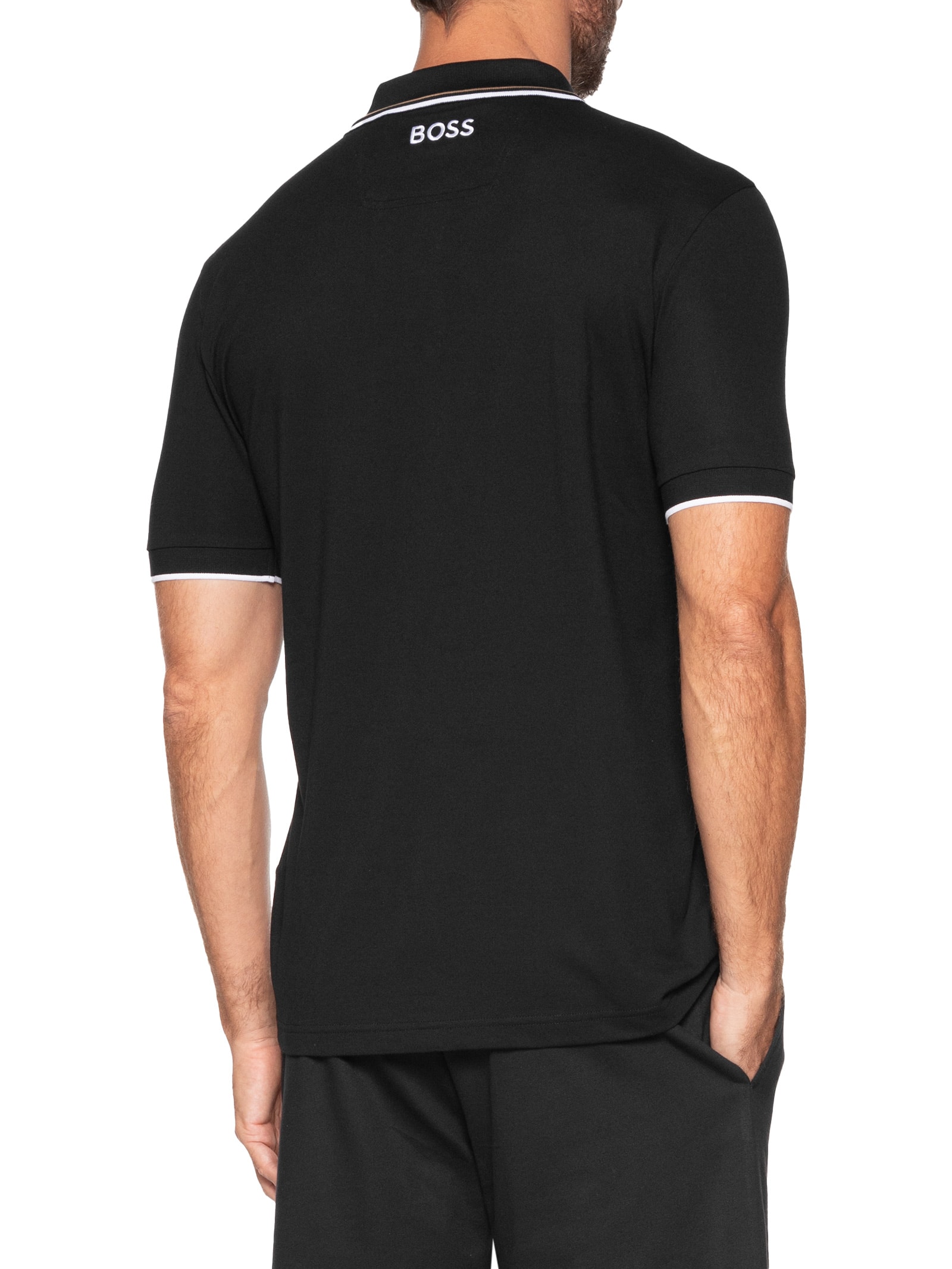 Polo Masculina Fit  Stretch Piquet Paddy Preto Boss