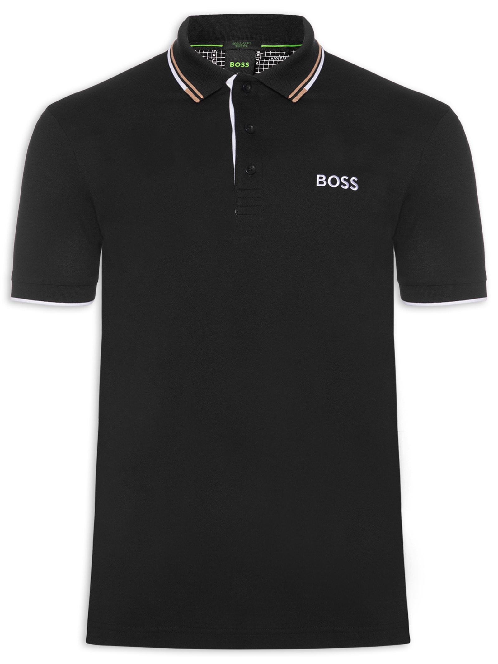 Polo Masculina Fit  Stretch Piquet Paddy Preto Boss