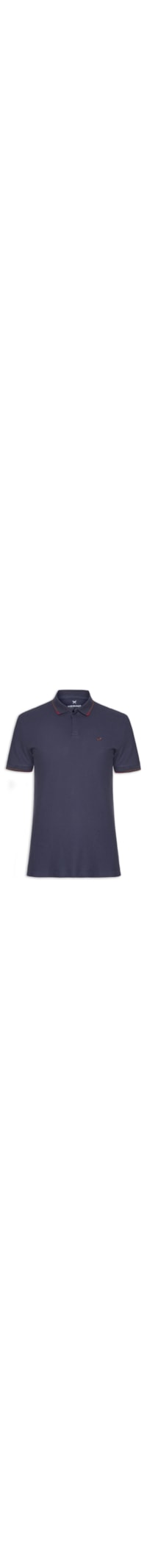 Polo Masculina Friso Bicolor E Vista Coberta Em Piquet - Azul