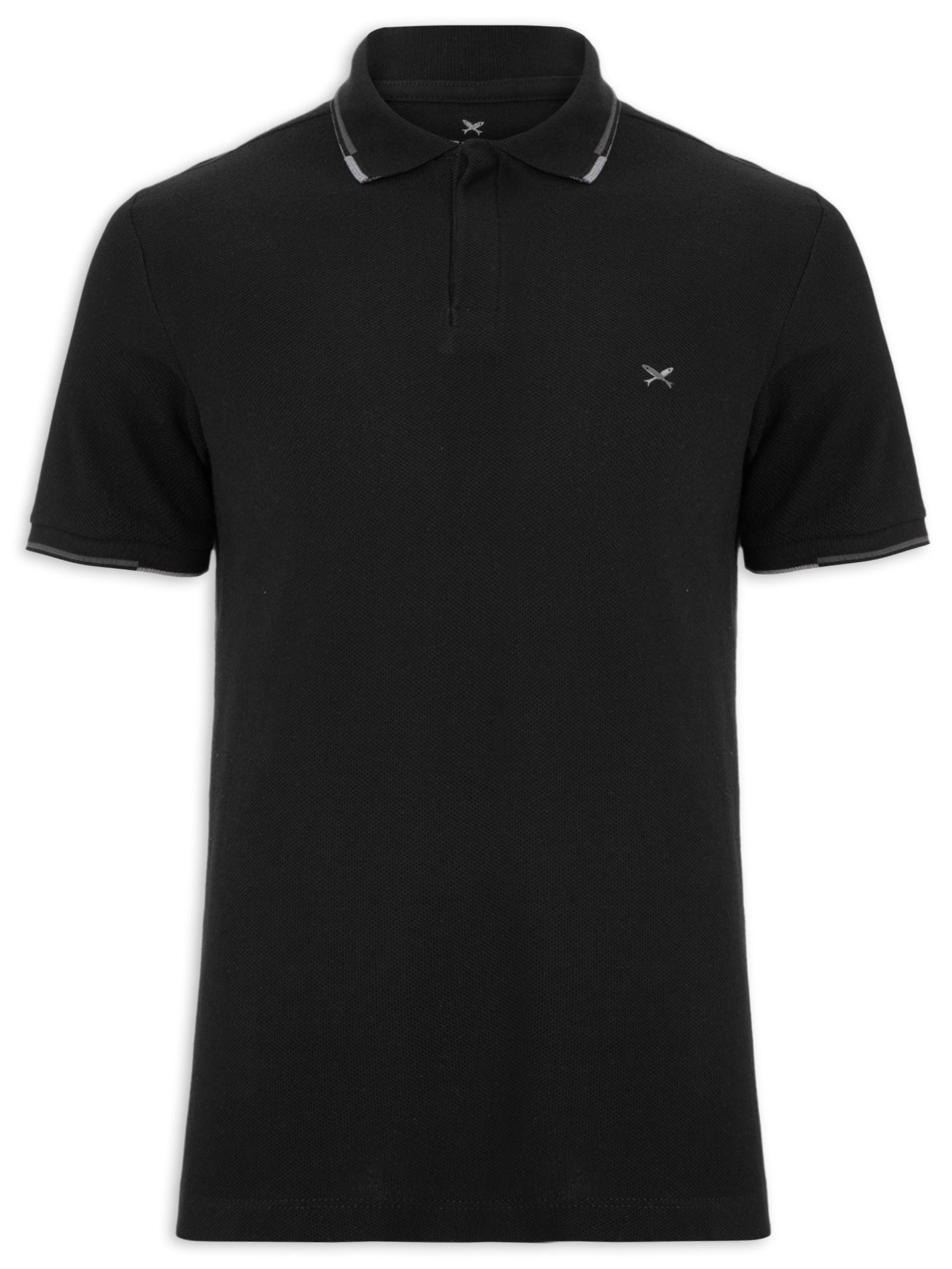 Polo Masculina Friso Bicolor Em Piquet Preto Hering
