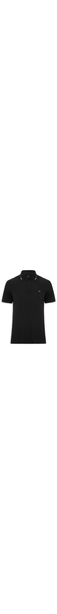 Polo Masculina Friso Bicolor Em Piquet - Preto