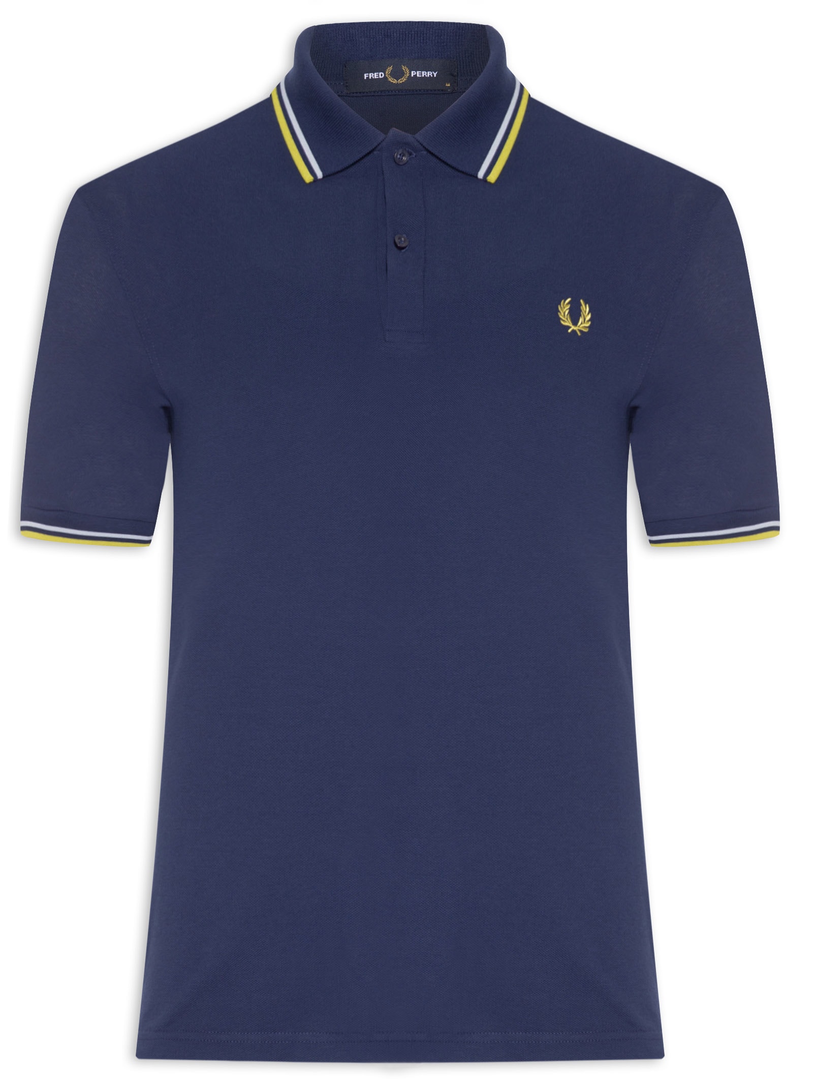 Polo Masculina Friso Duplo Regular Fit Em Piquet De Algodão Azul Fred Perry