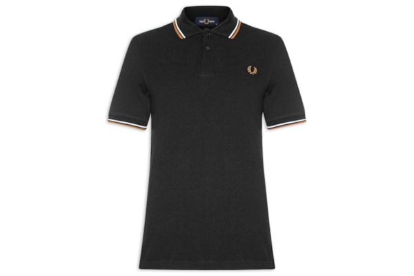 Polo Masculina Friso Duplo Regular Fit Em Piquet De Algodão - Preto