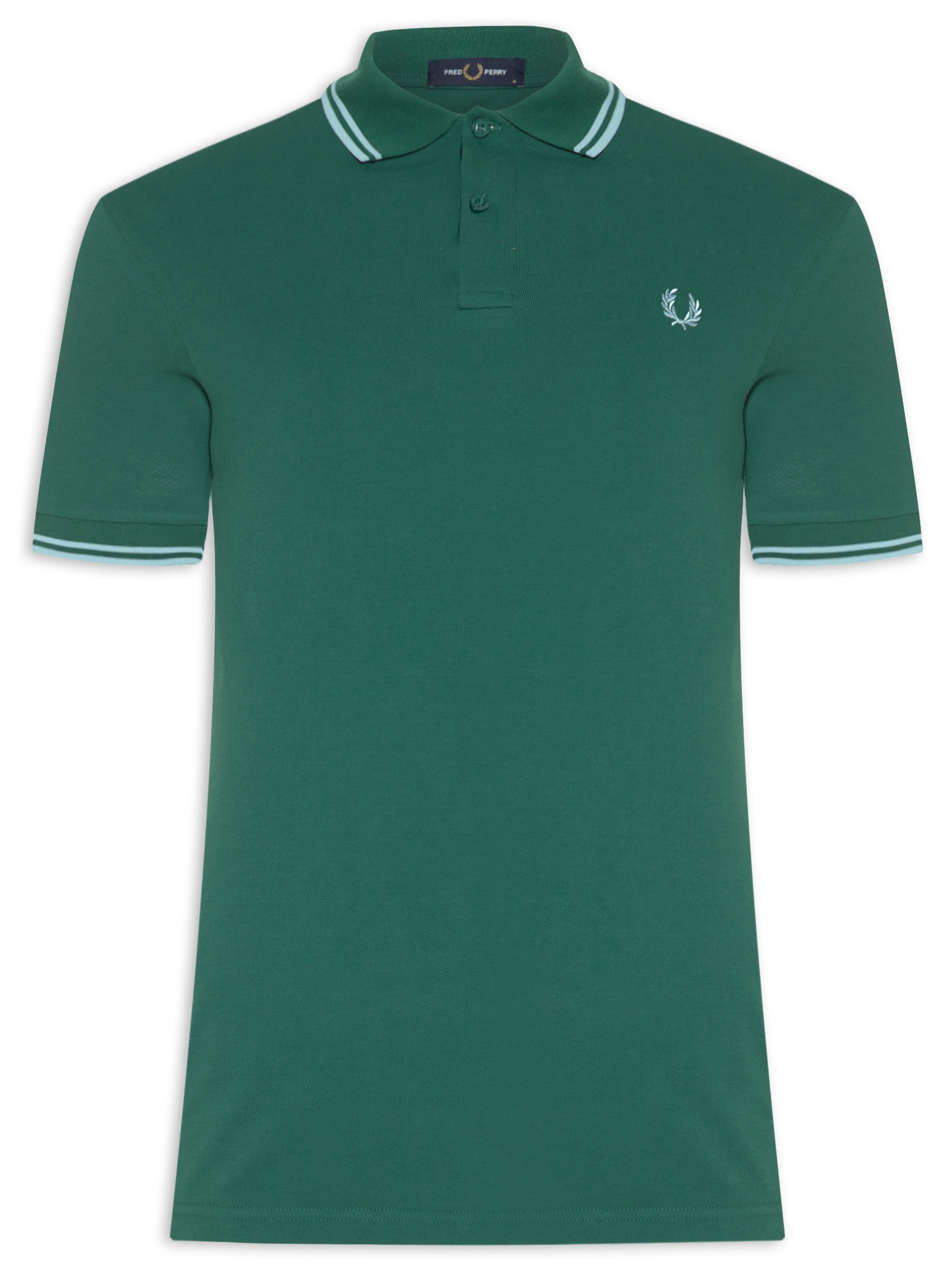 Polo Masculina Friso Duplo Regular Fit Em Piquet De Algodão Verde Fred Perry