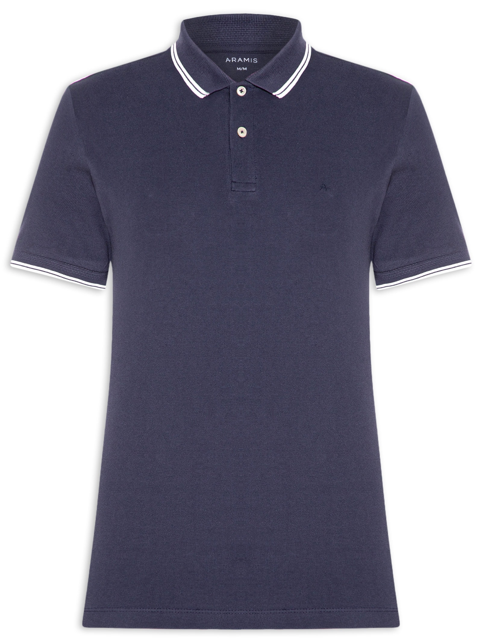 Polo Masculina Friso Duplo Relevo Azul Aramis