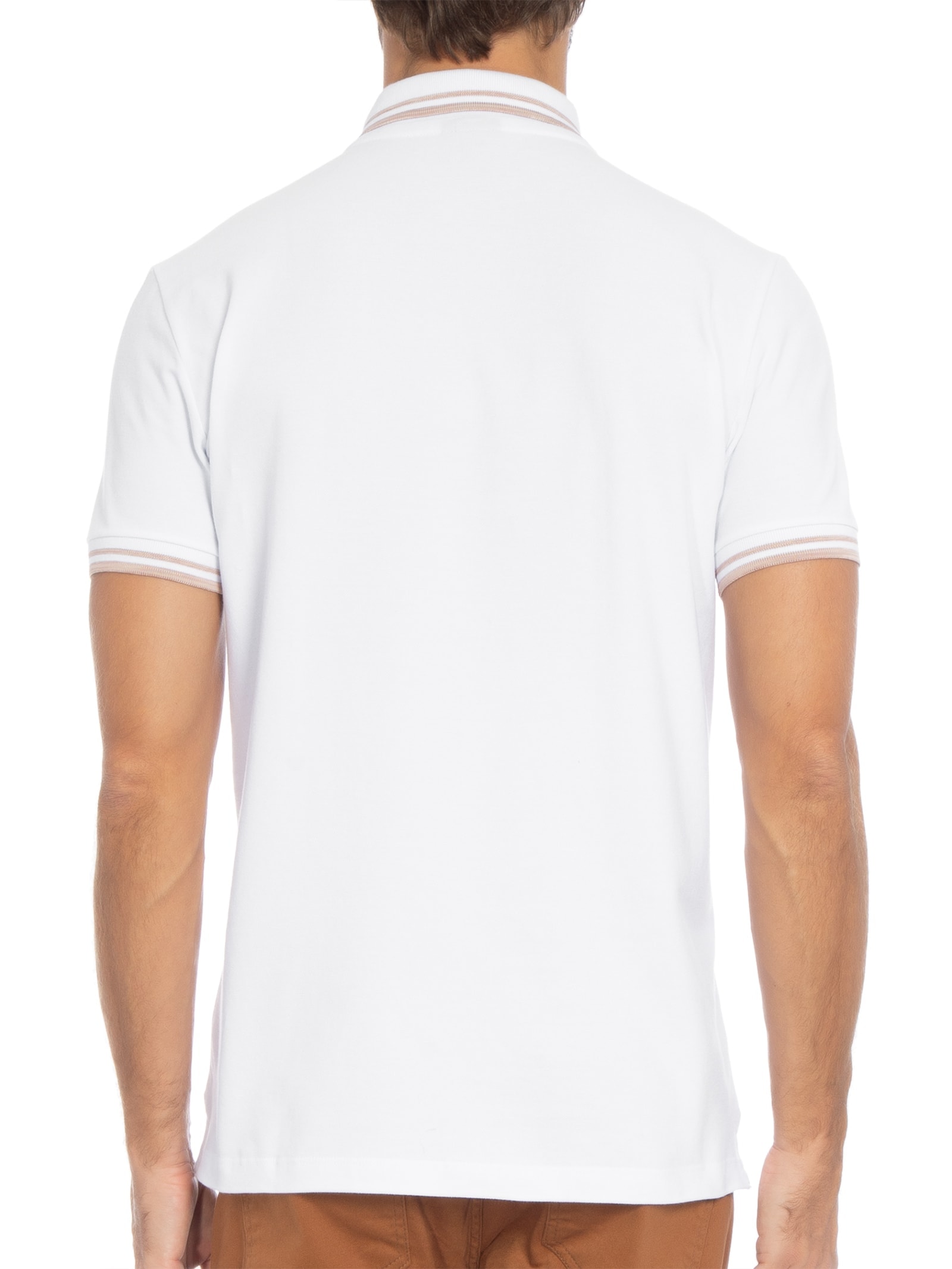 Polo Masculina Friso Rajado Branco Reserva
