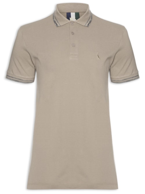 Polo Masculina Friso Rajado - Marrom