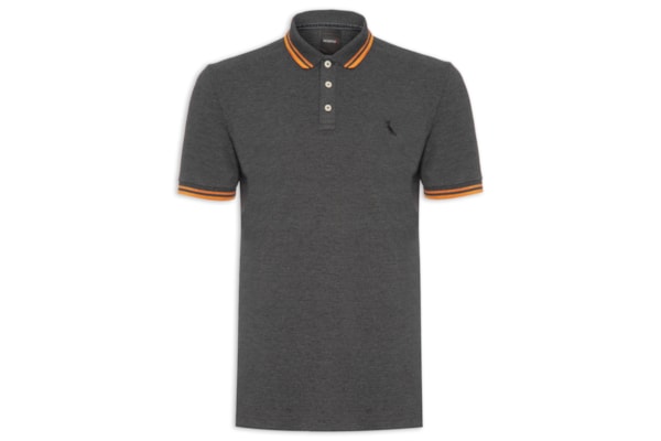 Polo Masculina Friso Rajado - Preto