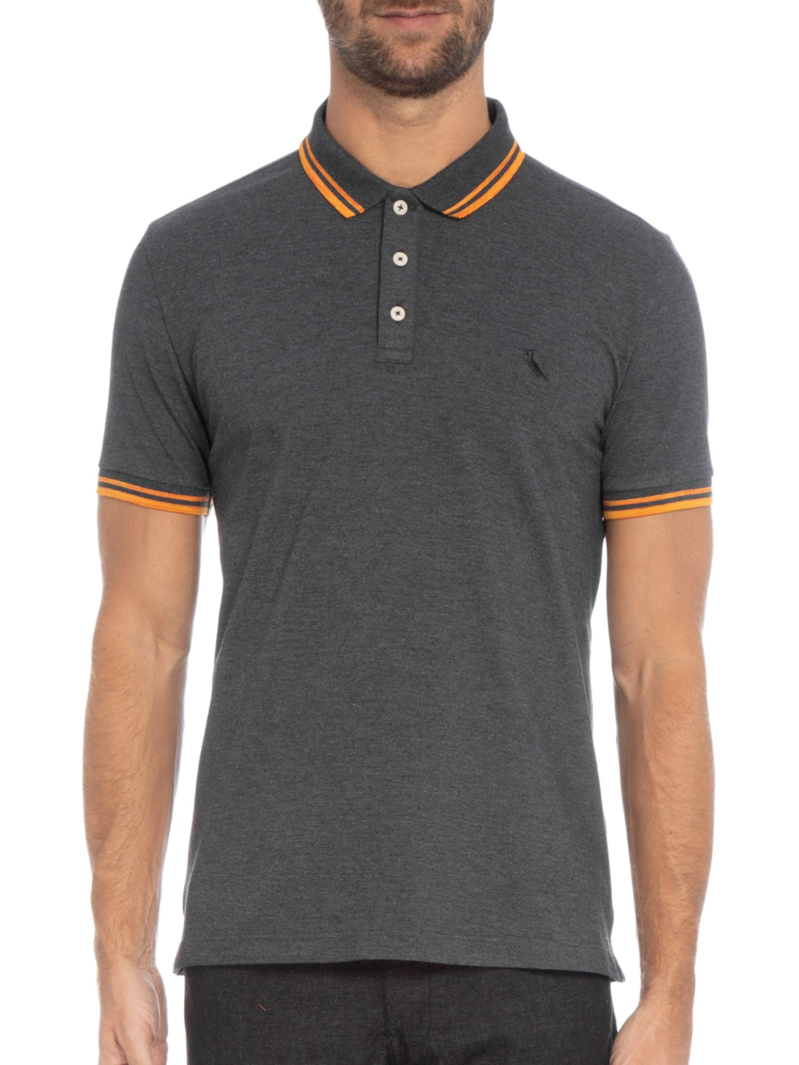 Polo Masculina Friso Rajado Preto Reserva