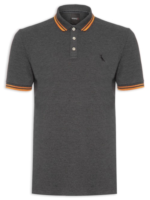 Polo Masculina Friso Rajado - Preto