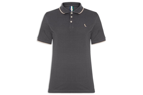 Polo Masculina Friso Único Co - Cinza