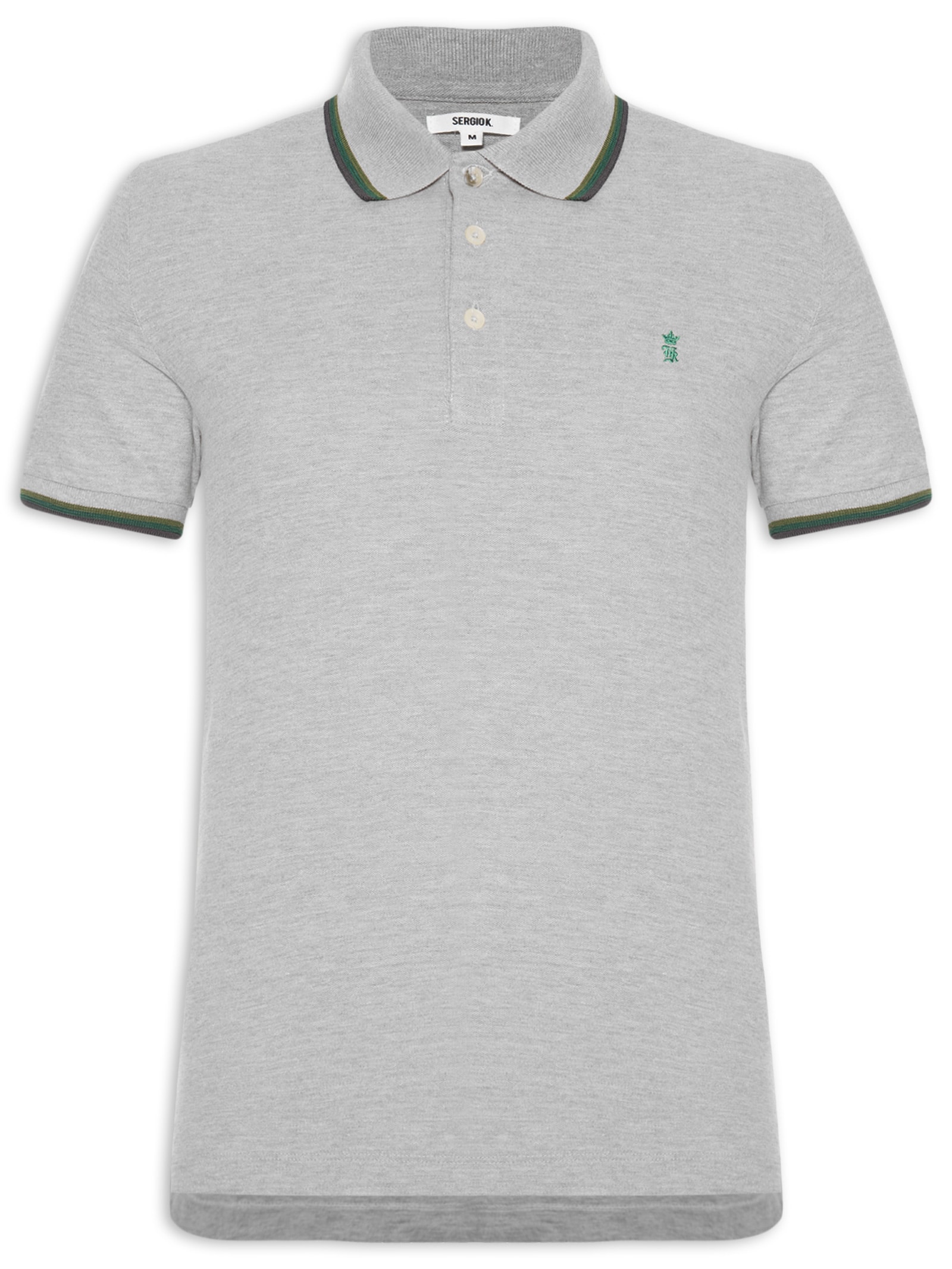 Polo Masculina Frisos Cinza Sergio K