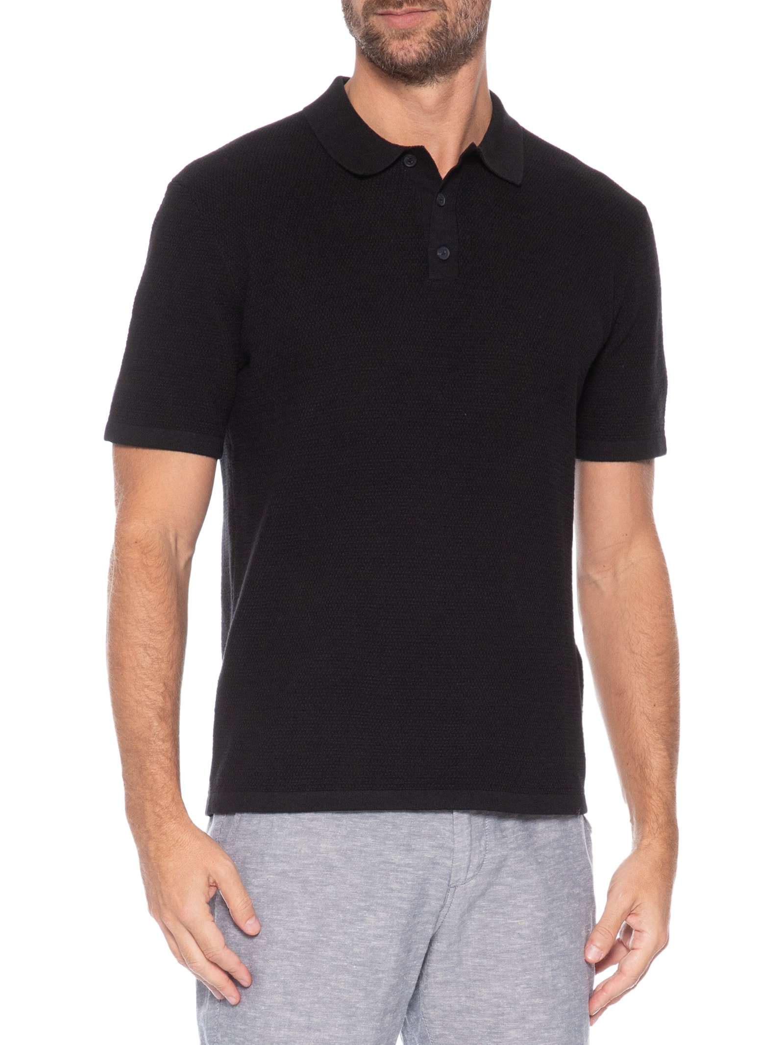 Polo Masculina George Algodão Orgânico Preto Jack & Jones