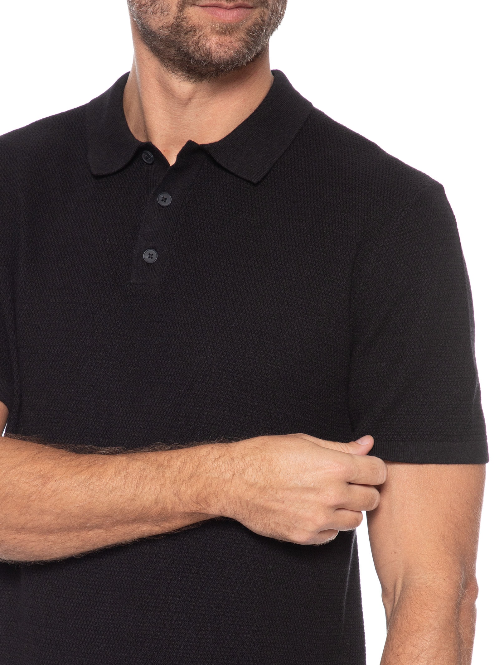 Polo Masculina George Algodão Orgânico Preto Jack & Jones