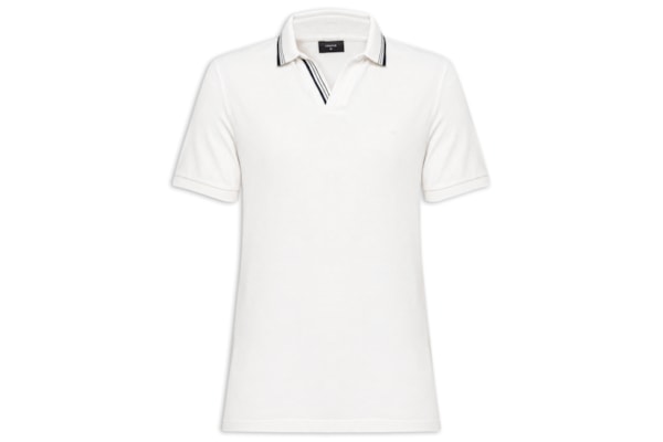 Polo Masculina Gola Friso Gola V - Branco