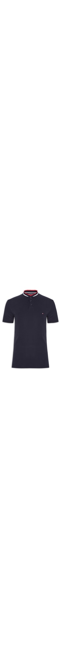 Polo Masculina Gola Mão Slim Fit Em Algodão Orgânico - Azul