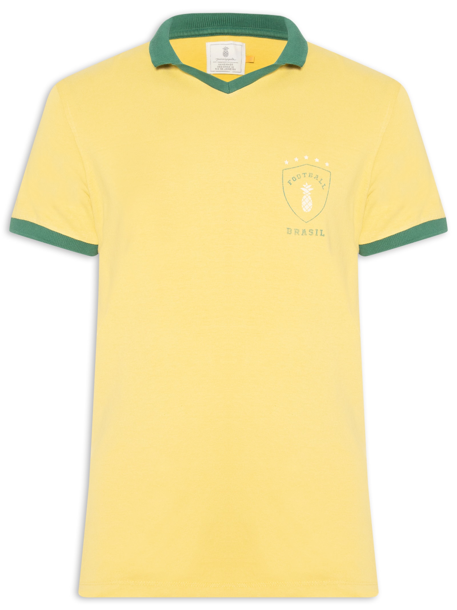 Polo Masculina Gola V Copa Em Algodão Stoned Amarelo Pineapple