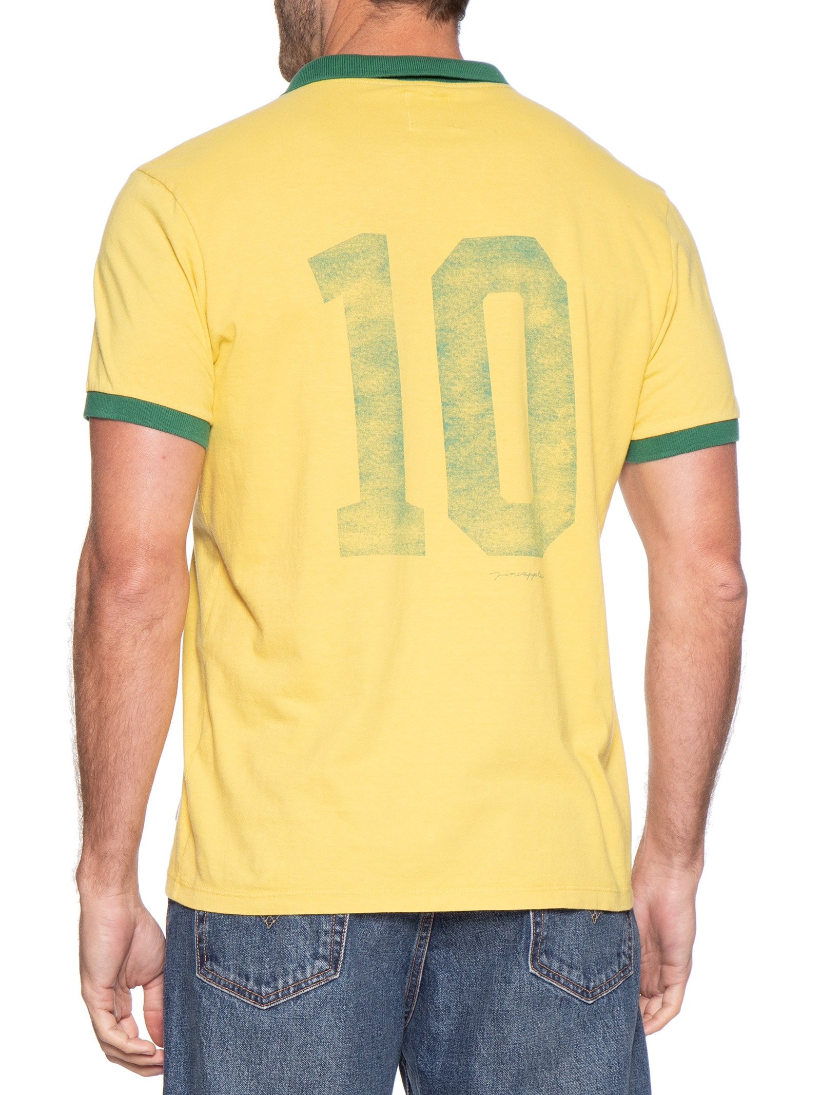 Polo Masculina Gola V Copa Em Algodão Stoned Amarelo Pineapple