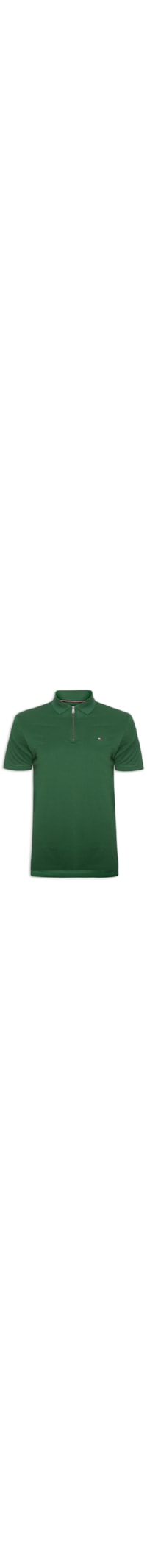 Polo Masculina Half Zip Regular Fit Em Piquet De Algodão Mercerizado - Verde