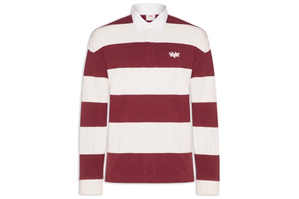 Polo Masculina Hudson Boxy Manga Longa Rubgby - Vermelho