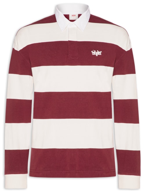 Polo Masculina Hudson Boxy Manga Longa Rubgby - Vermelho
