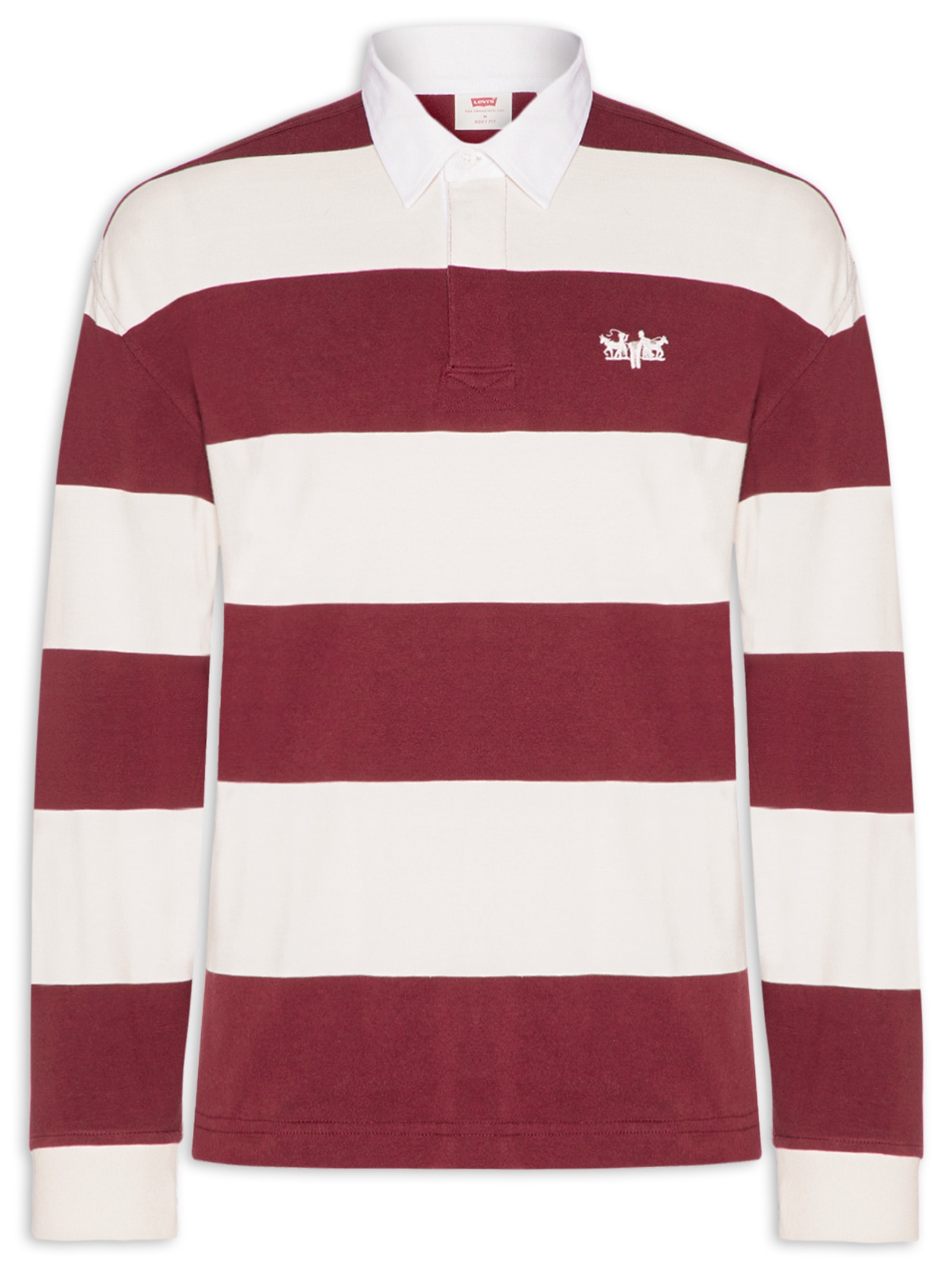 Polo Masculina Hudson Boxy Manga Longa Rubgby Vermelho Levi's