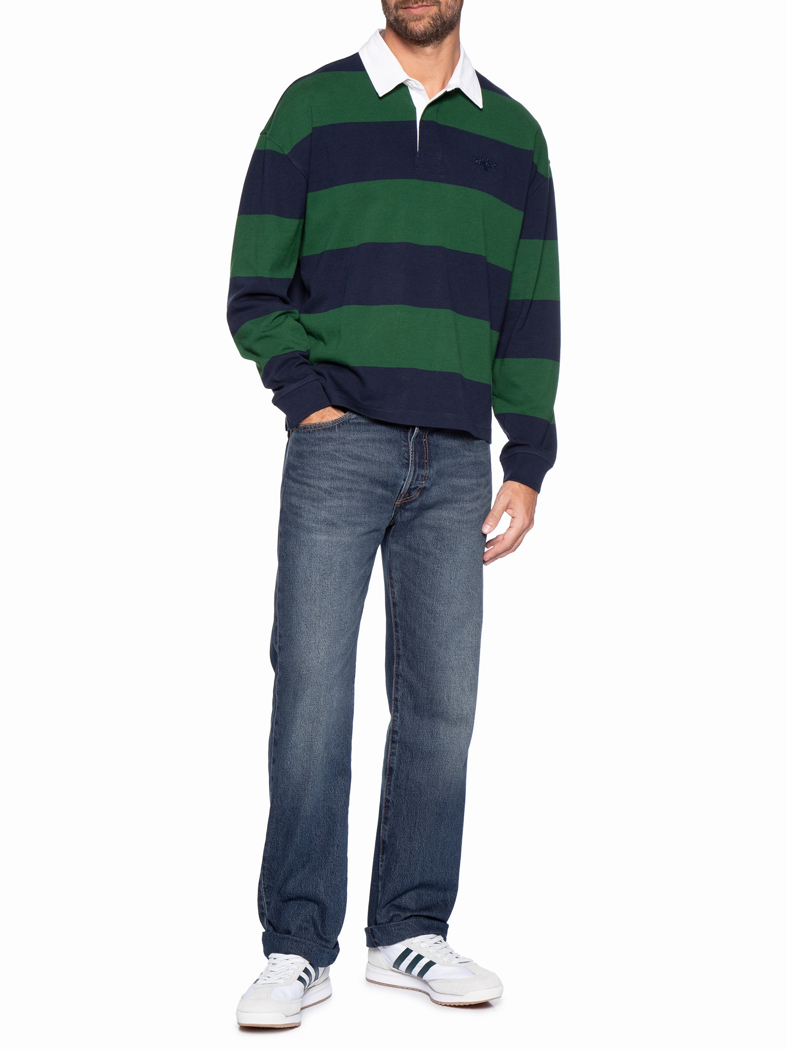 Polo Masculina Hudson Boxy Manga Longa Rugby Verde Levi's