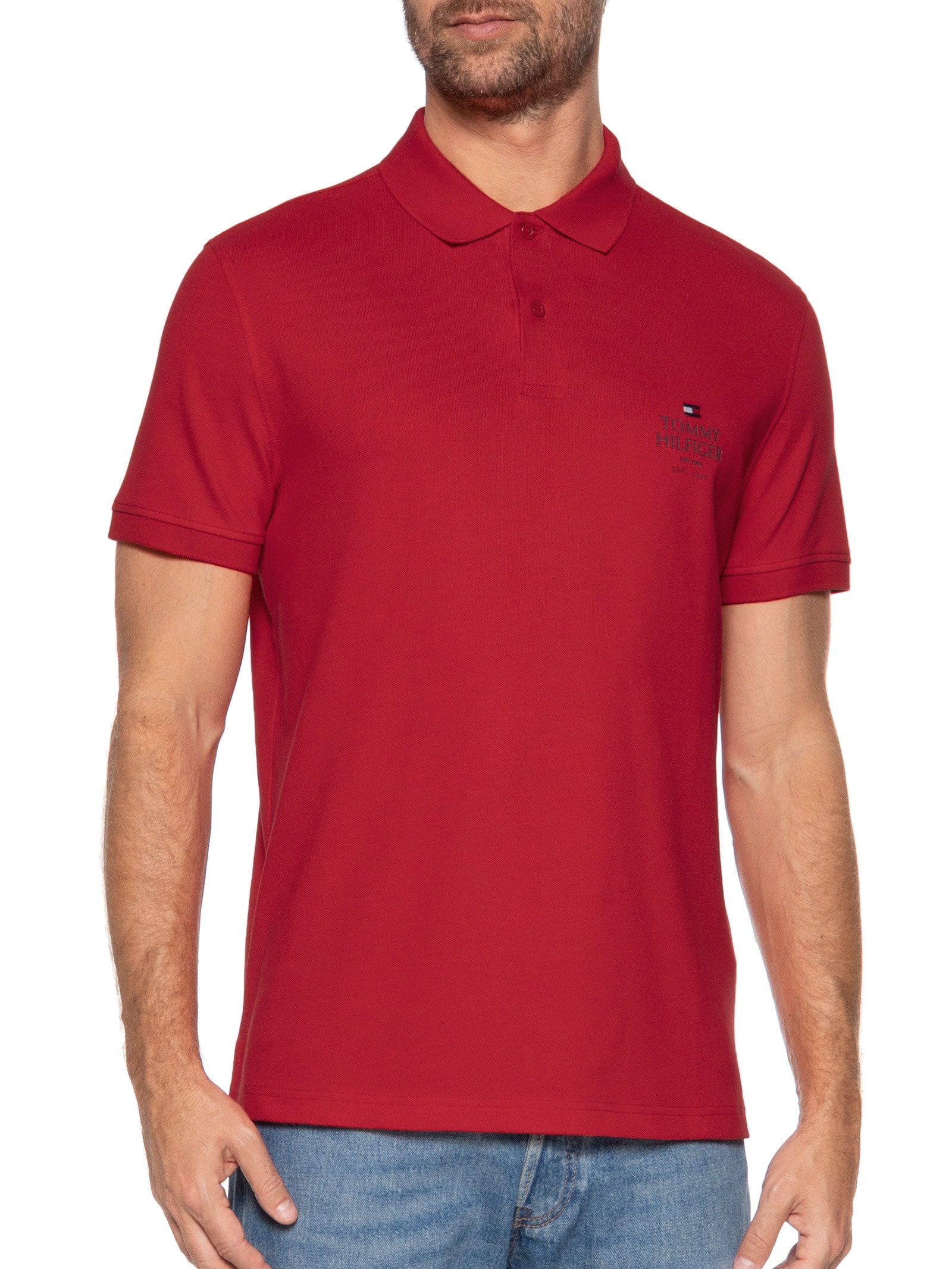 Polo Masculina Ic Stack Chest Regular Vermelho Tommy Hilfiger