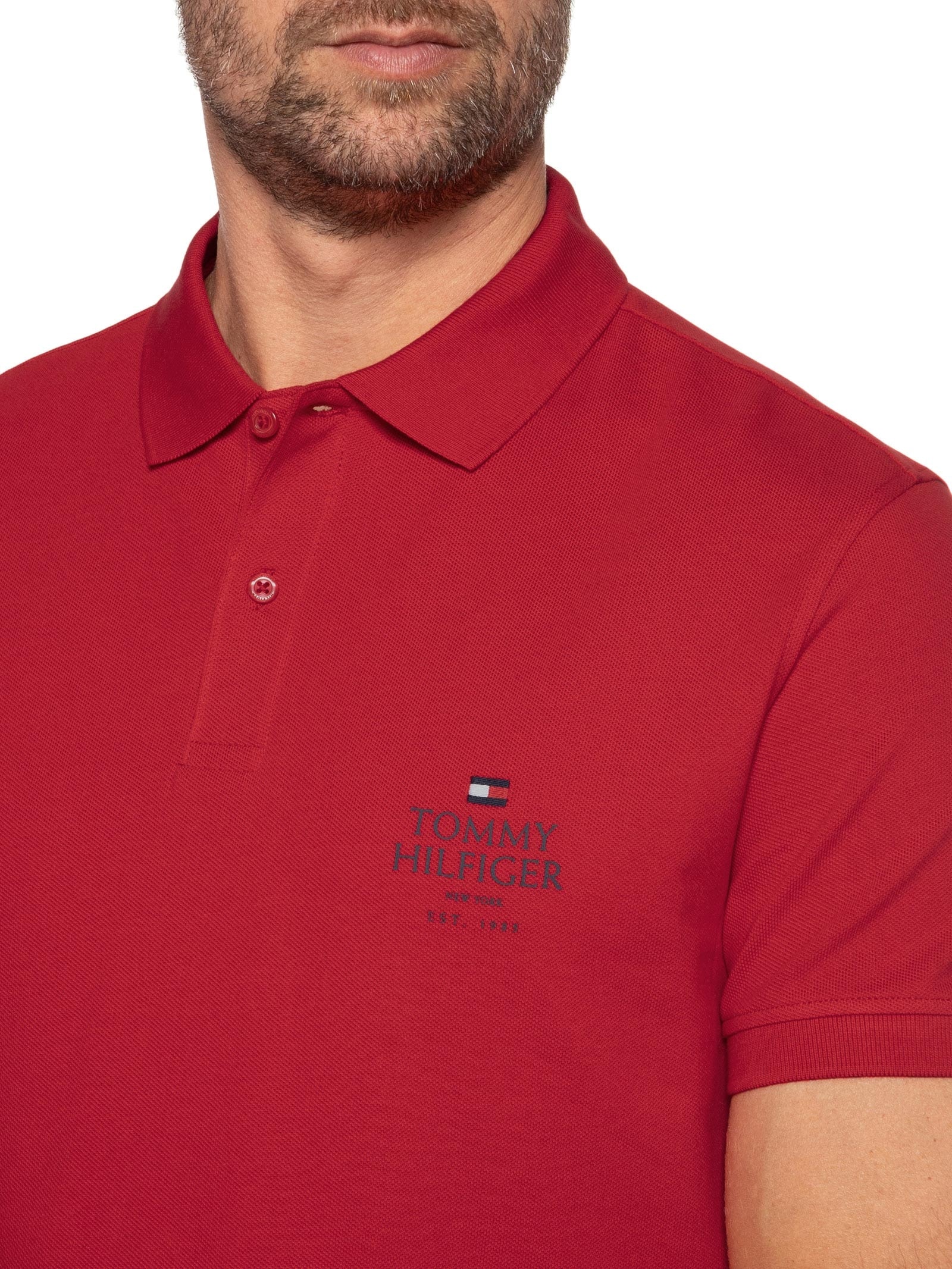 Polo Masculina Ic Stack Chest Regular Vermelho Tommy Hilfiger