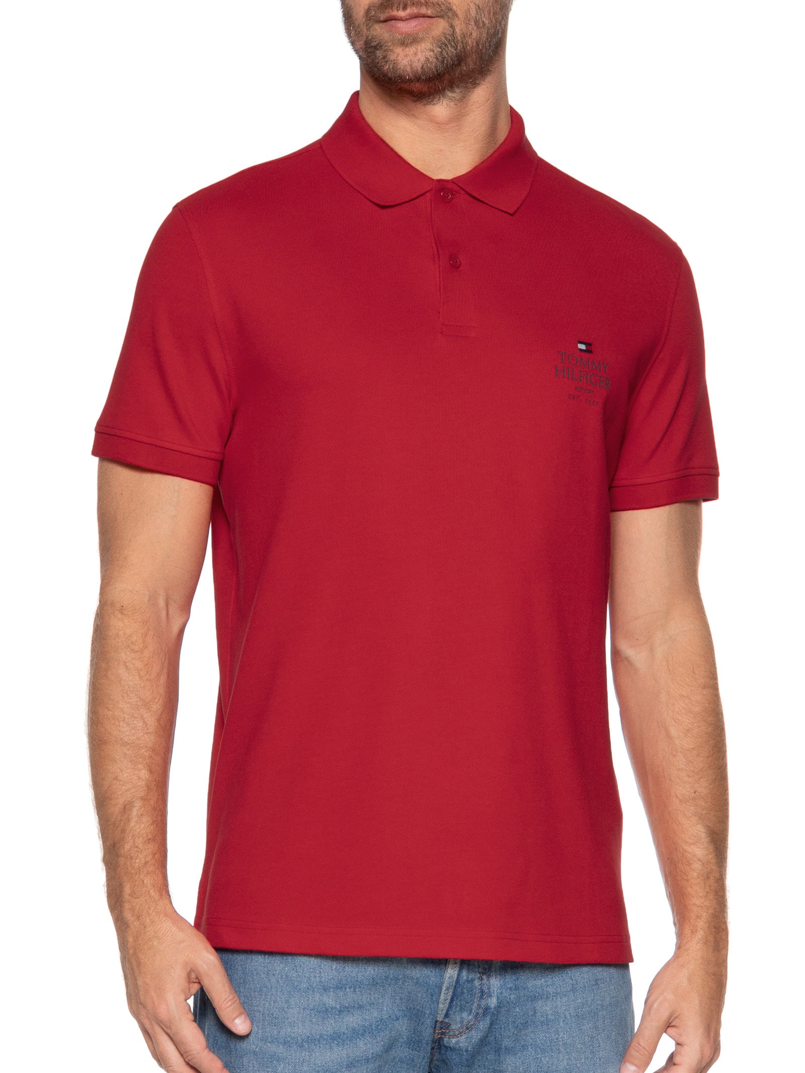 Polo Masculina Ic Stack Chest Regular Vermelho Tommy Hilfiger