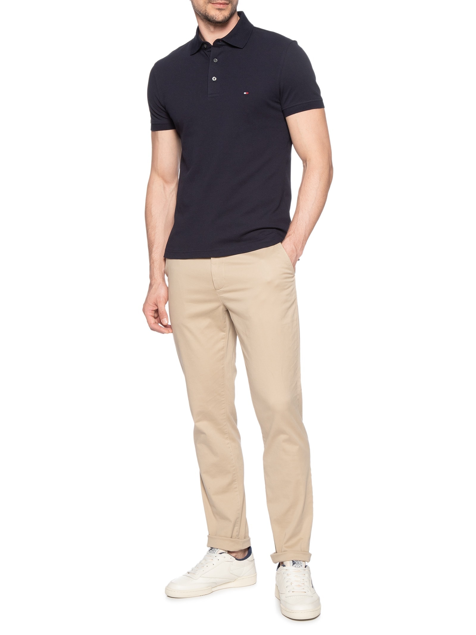 Polo Masculina Im 1985 Slim Fit Azul Tommy Hilfiger