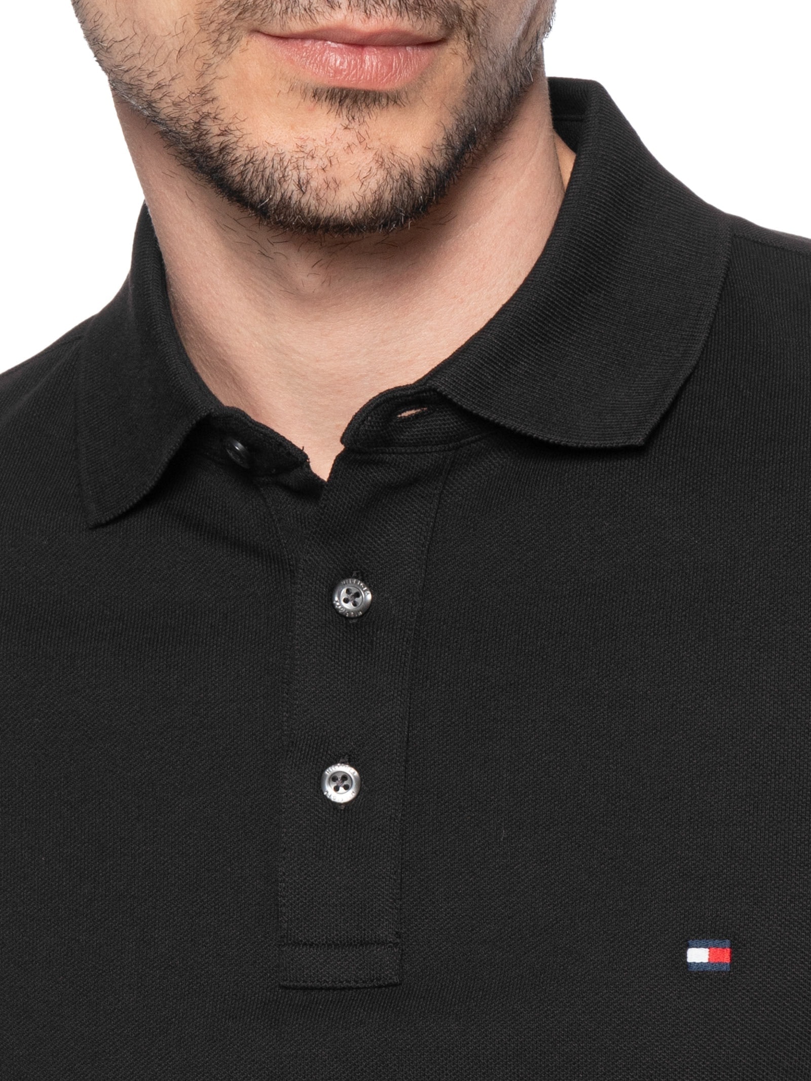 Polo Masculina Im 1985 Slim Fit Preto Tommy Hilfiger