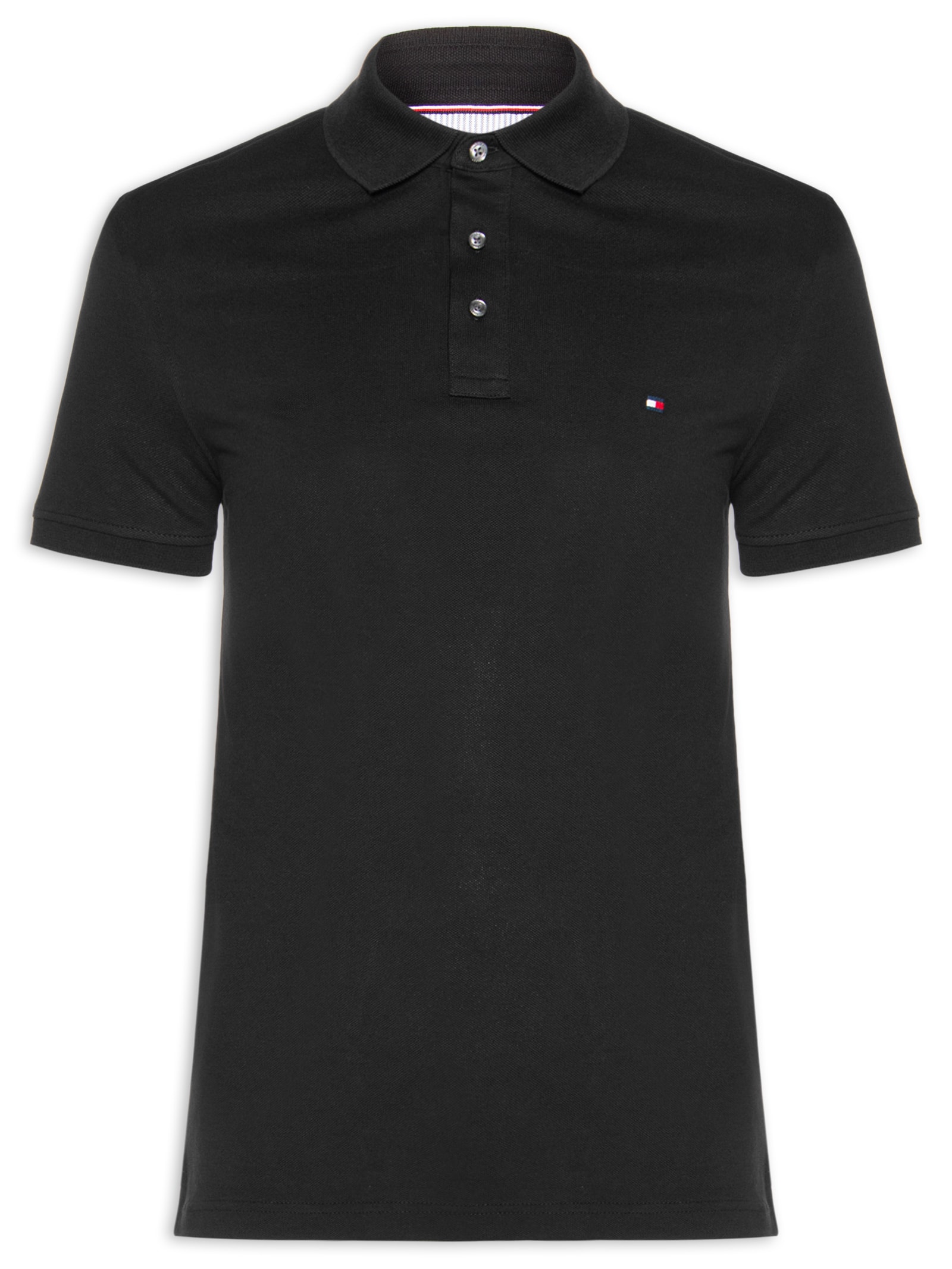 Polo Masculina Im 1985 Slim Fit Preto Tommy Hilfiger