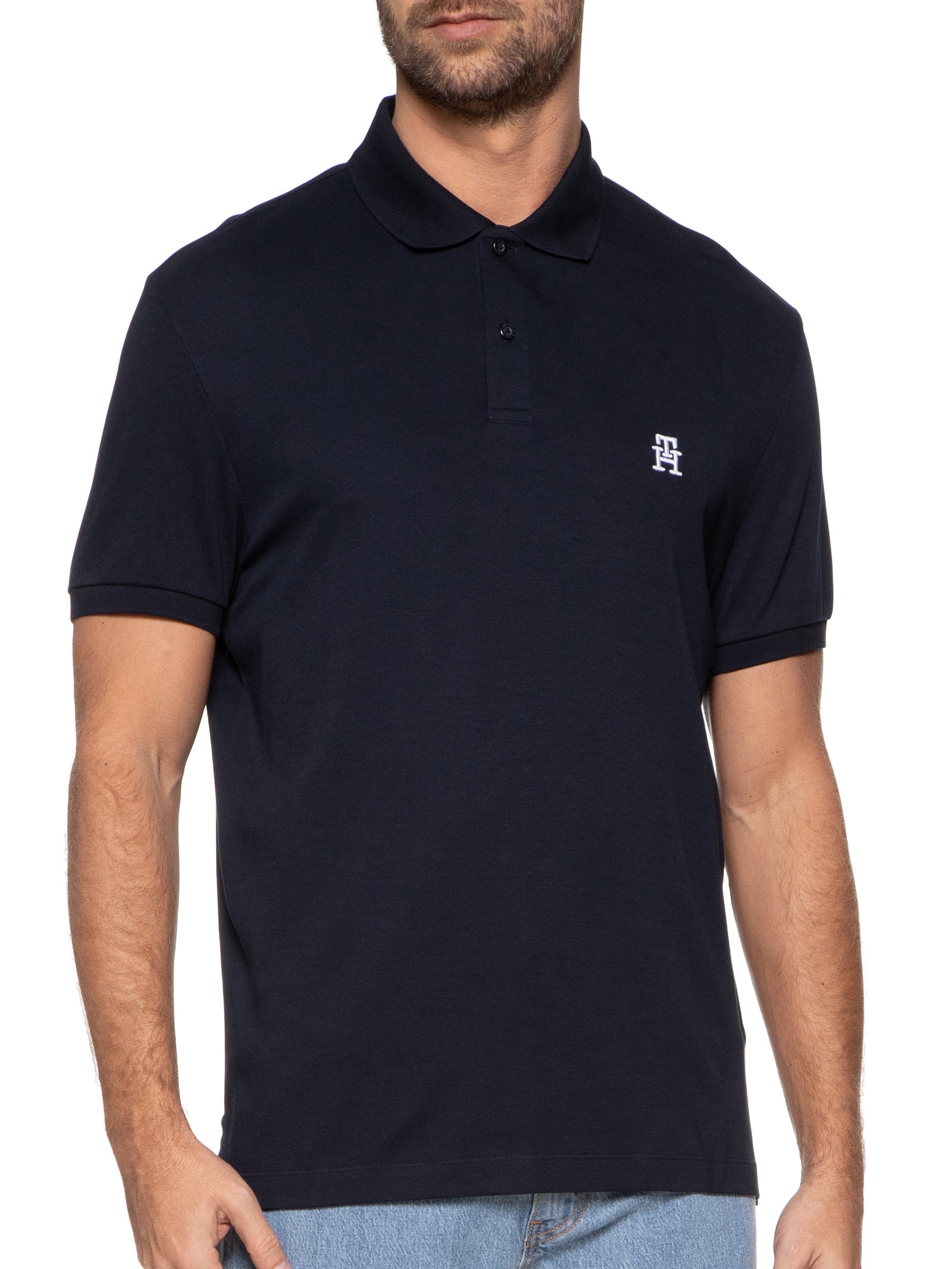 Polo Masculina Imd Interlock Reg Azul Tommy Hilfiger
