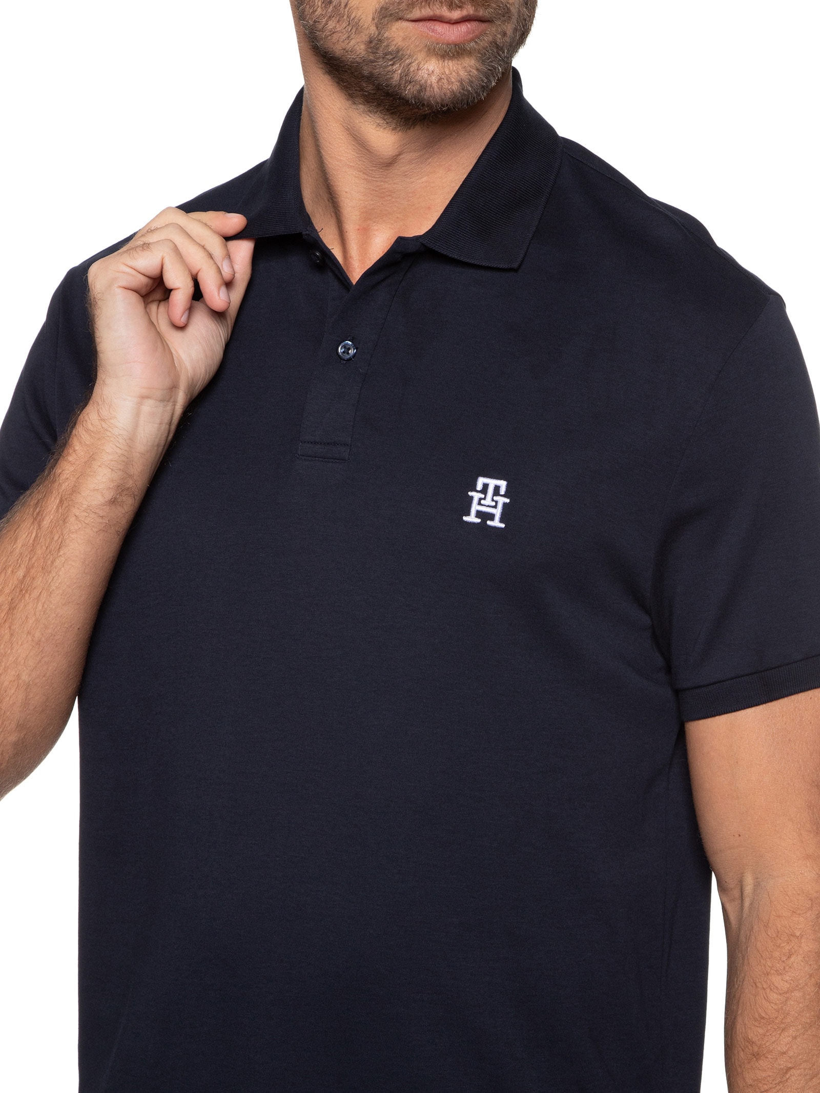 Polo Masculina Imd Interlock Reg Azul Tommy Hilfiger