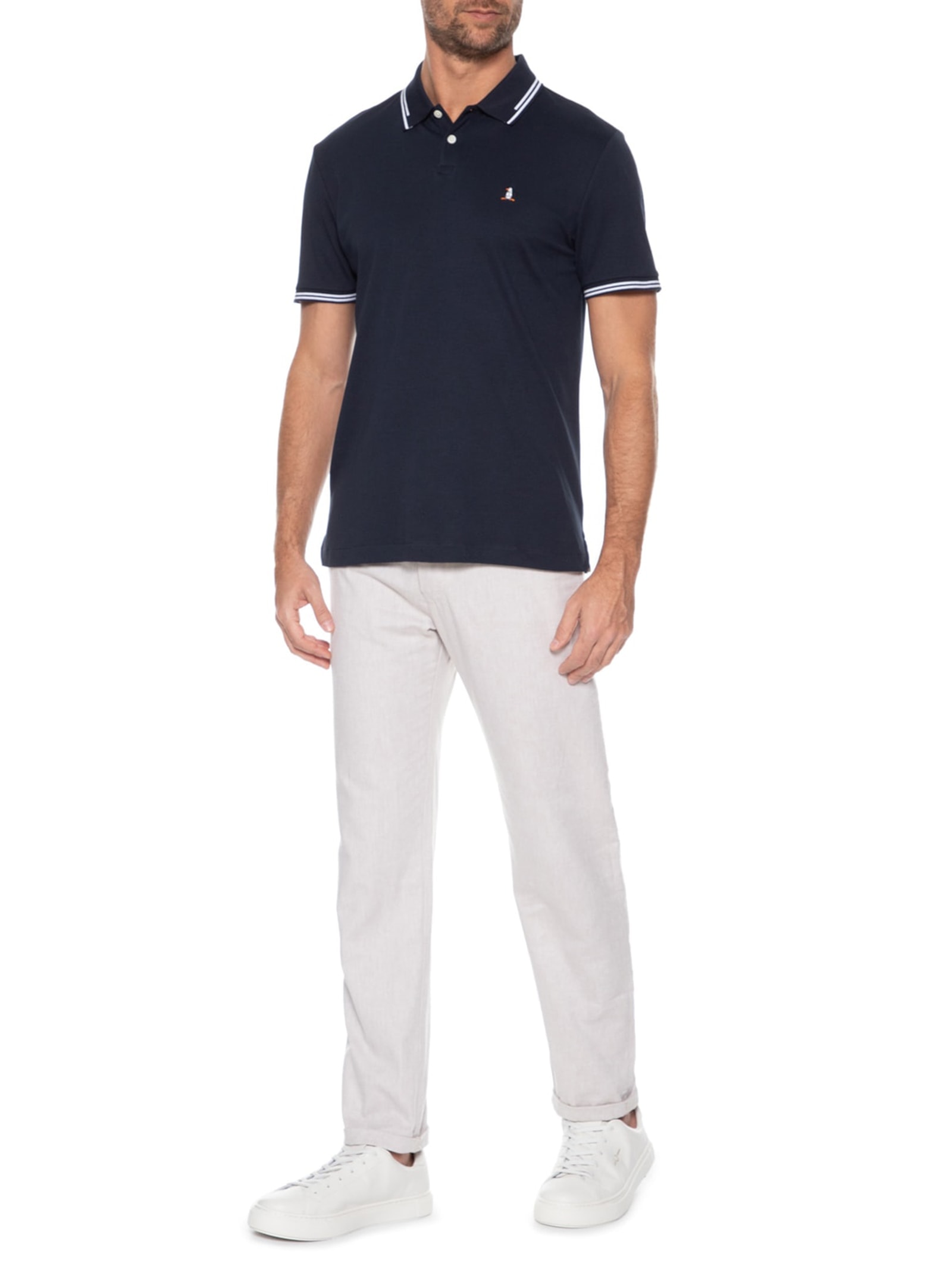 Polo Masculina Interlock Azul Original Penguin