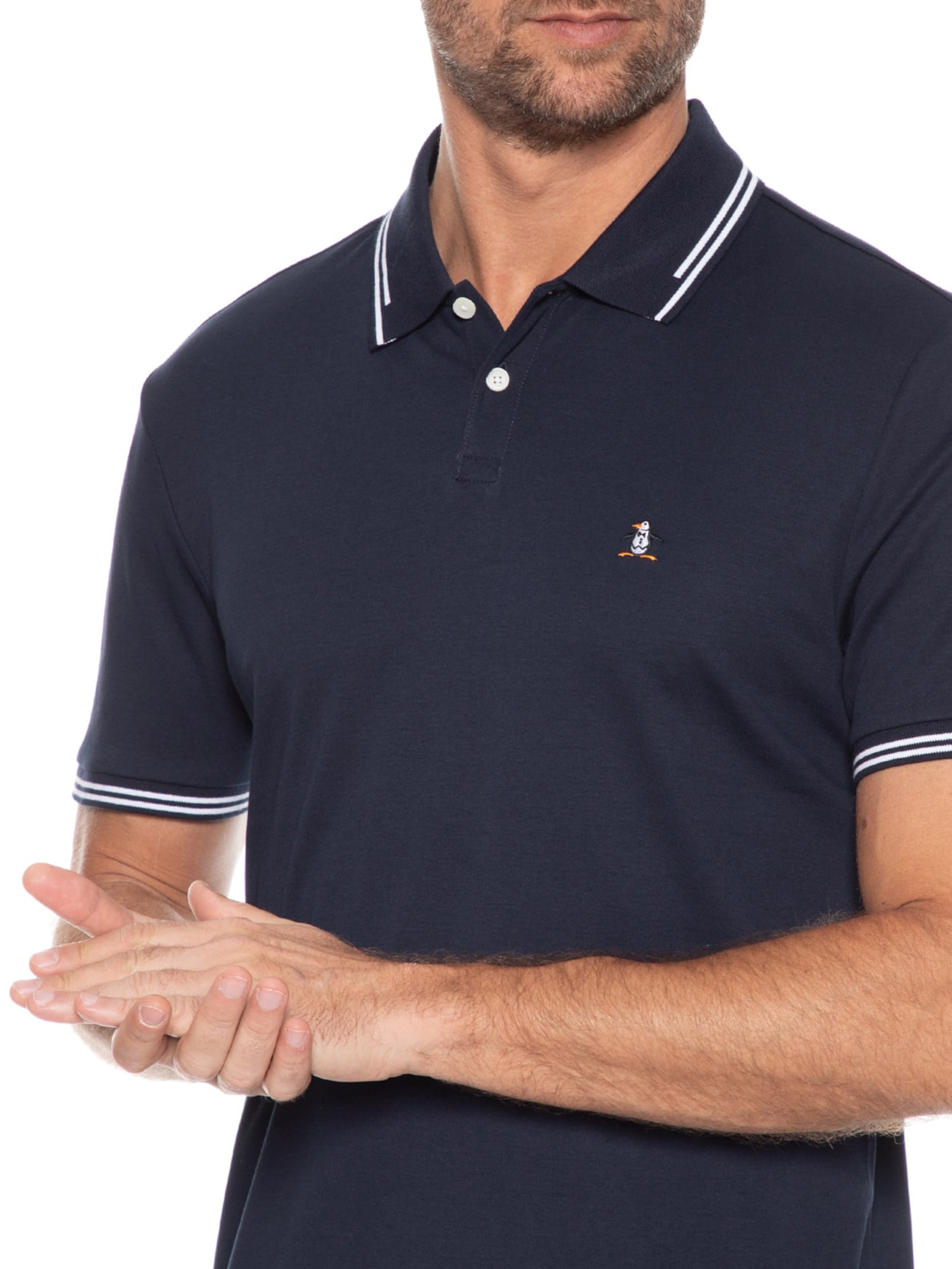 Polo Masculina Interlock Azul Original Penguin