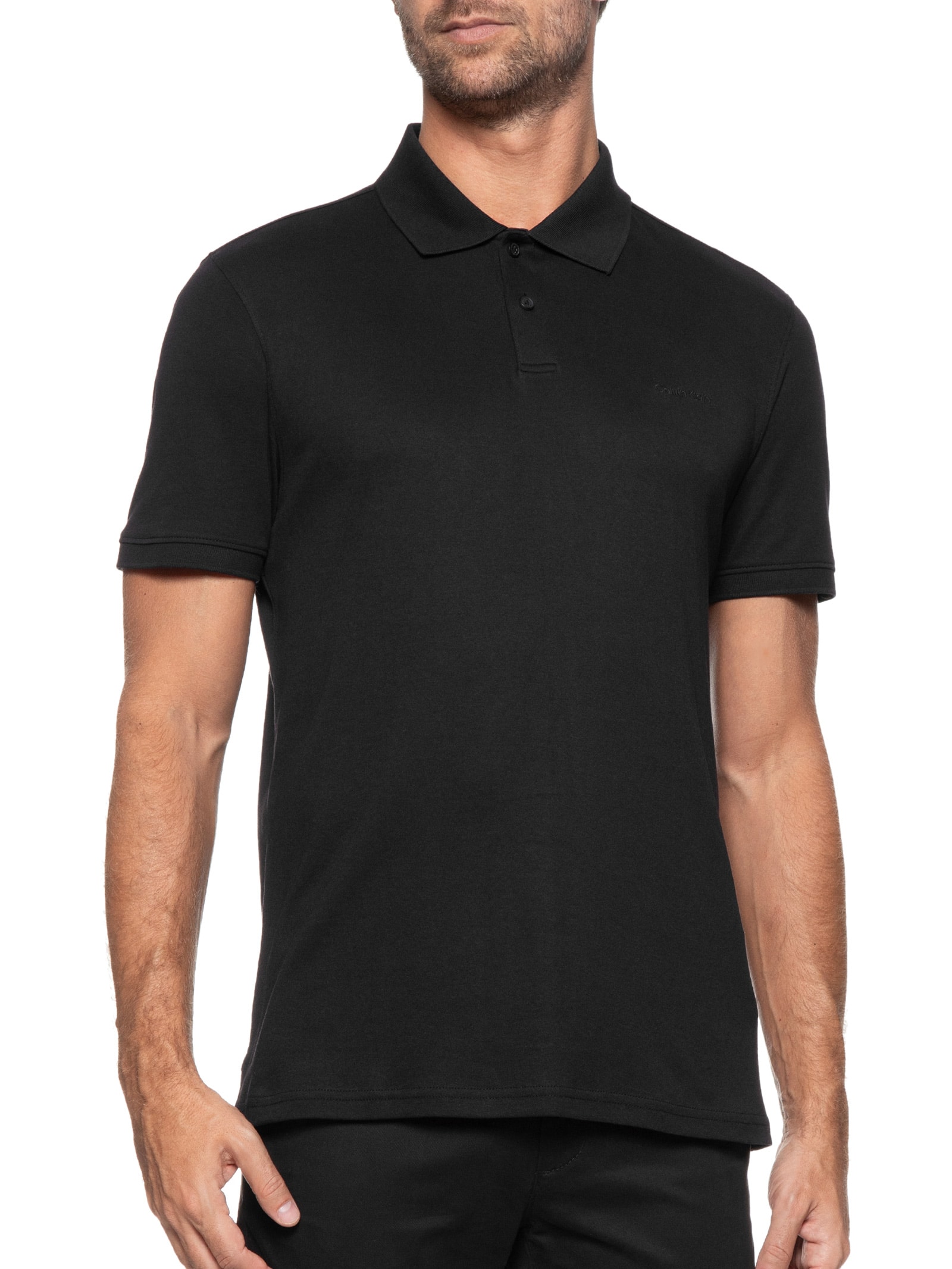 Polo Masculina Interlock Liquid Touch Preto Calvin Klein - White Label