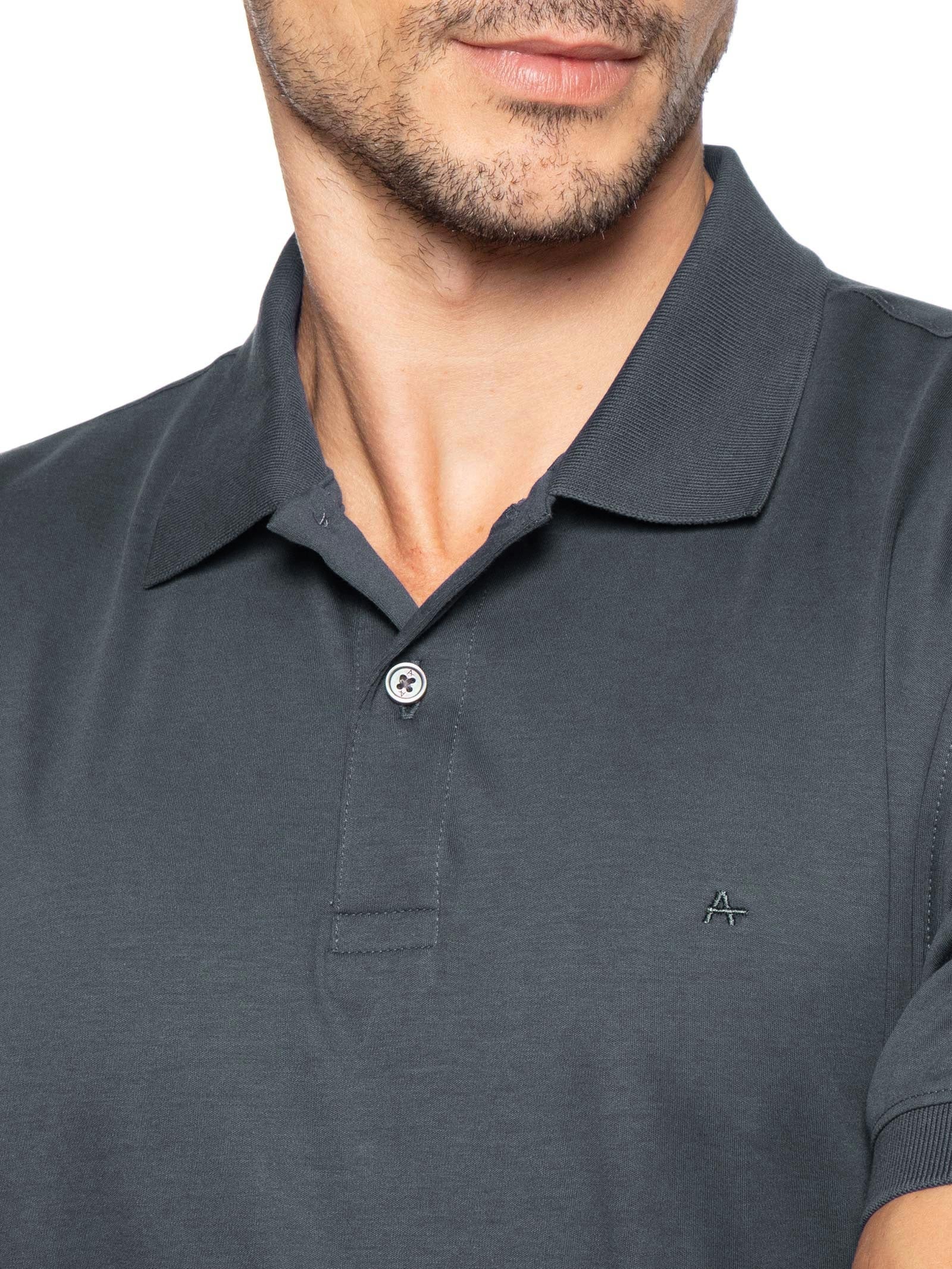 Polo Masculina Interlock Pima Cinza Aramis