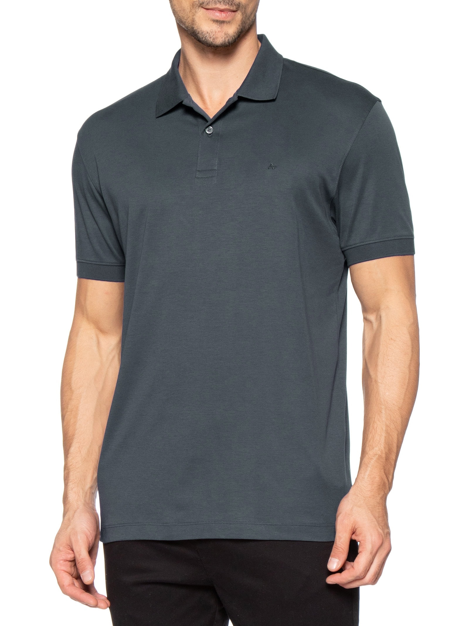 Polo Masculina Interlock Pima Cinza Aramis