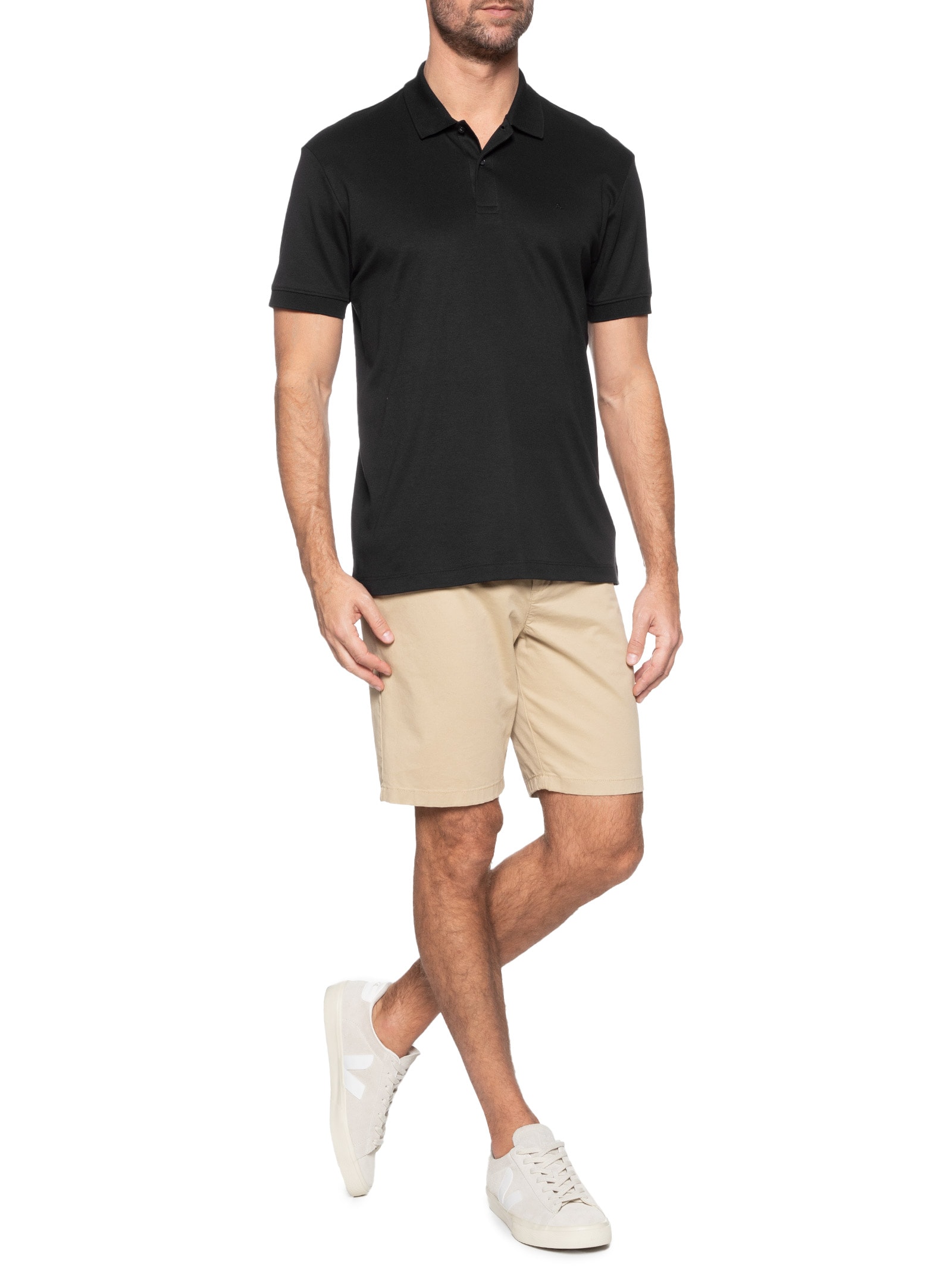 Polo Masculina Interlock Pima Preto Aramis