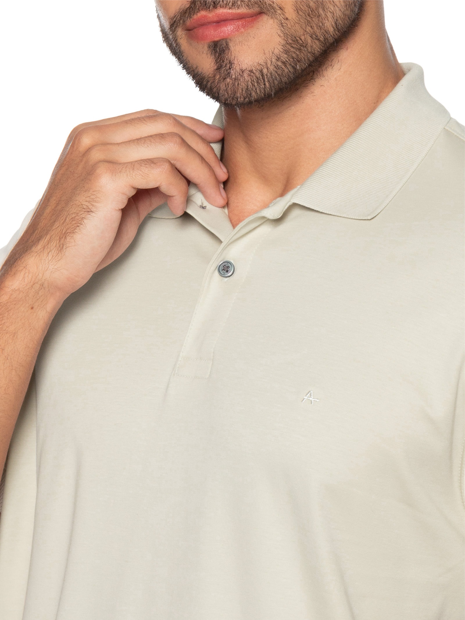 Polo Masculina Interlock Pima – Bege Aramis