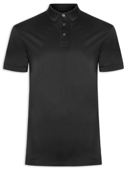 Polo Masculina Interlock Regular Fit 70 Algodão – Preto