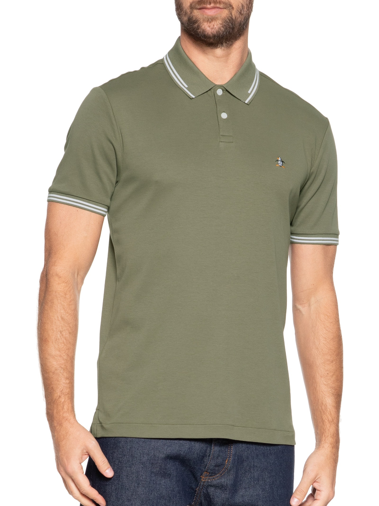Polo Masculina Interloque Lisa Verde Original Penguin