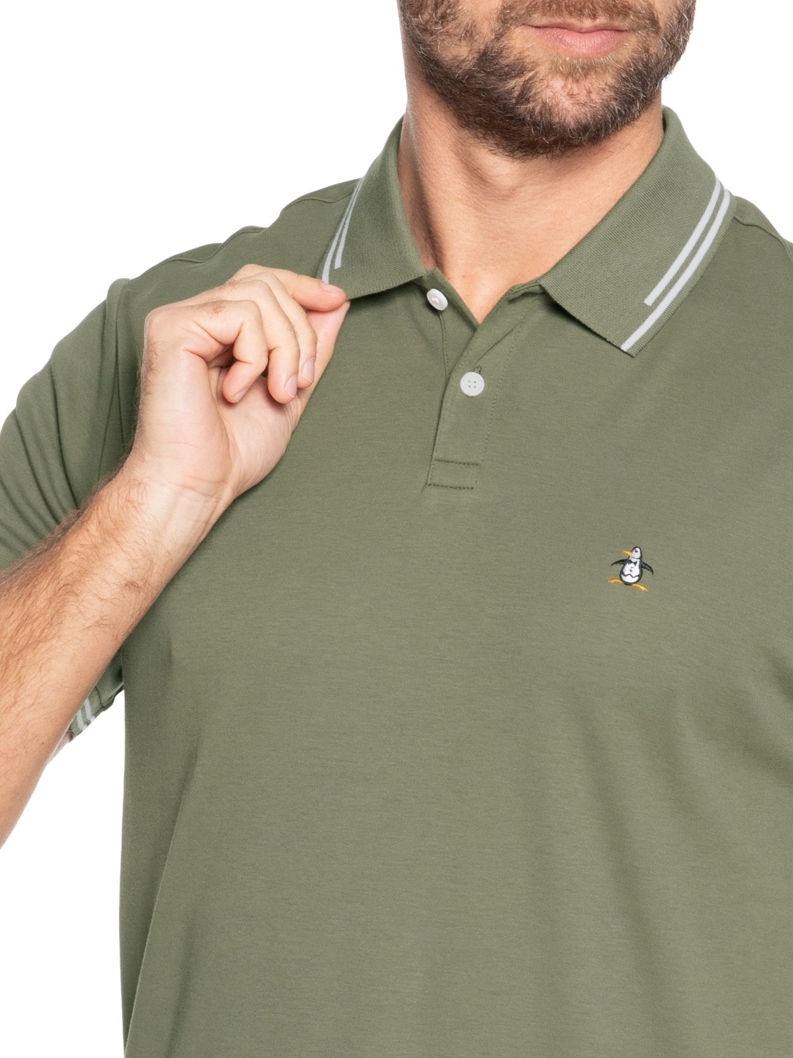 Polo Masculina Interloque Lisa Verde Original Penguin