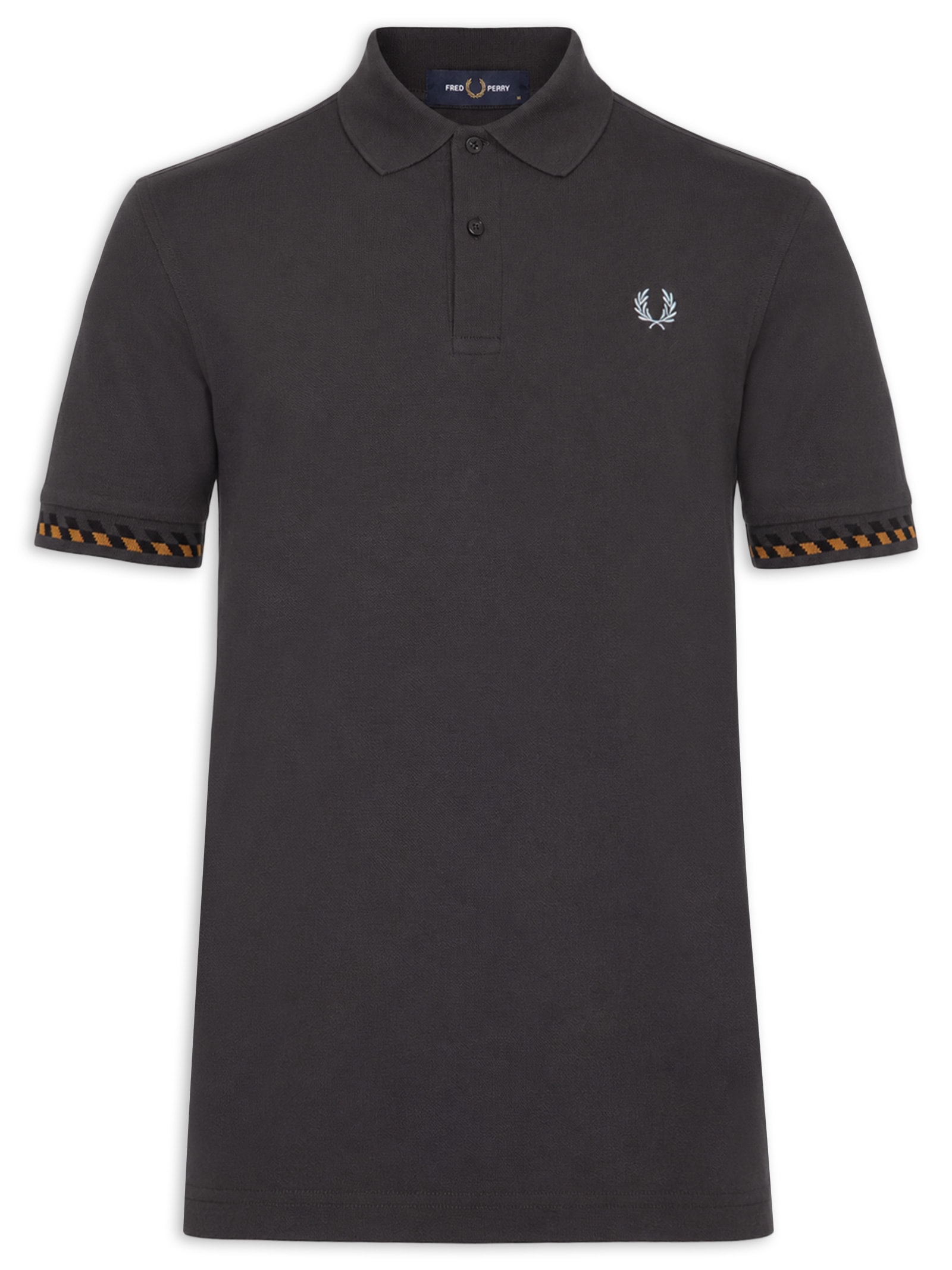 Polo Masculina Jacquard Cuff Cinza Fred Perry